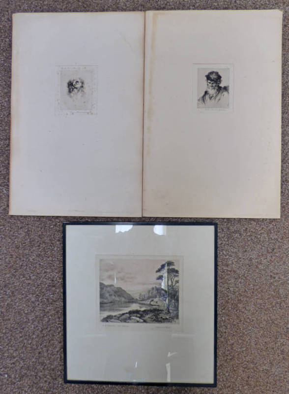 2 ETCHINGS SIGNED ARTHUR HEINTZELMAN AND ETCHING LOCH KATRINE SIGNED J CHALMERS PARK