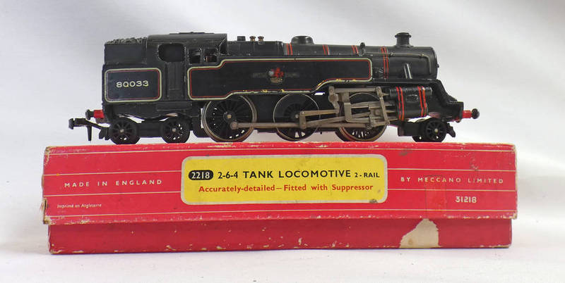 HORNBY DUBLO 2218 00 GAUGE (2-RAIL) BR BLACK 2-6-4 80023 TANK LOCOMOTIVE.