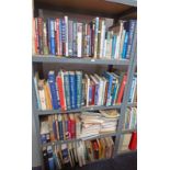 SELECTION OF VARIOUS AVIATION RELATED BOOKS & MAGAZINES OVER FOUR SHELVES