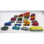 SELECTION OF PLAYWORN MATCHBOX LESNEY MODEL VEHICLES INCUDING ASTON MARTIN,