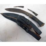 KUKRI WITH CHARACTERISTIC BLADE MARKED '65E' WITH A HORN HANDLE,
