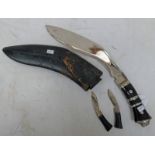 KUKRI WITH ETCHED BLADE , BONDED GRIP,