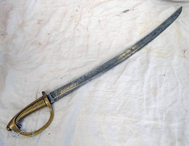 1842 CONTINENTAL HANGER WITH SOLID BRASS HILT MADE BY HOLLER