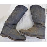 19TH CENTURY PAIR OF LEATHER BOOTS WITH SEVERAL MARKINGS TO INCLUDE AN ANCHOR