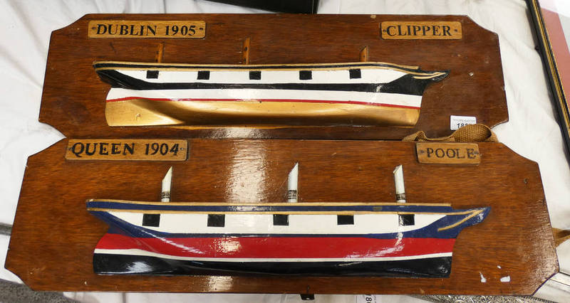 TWO PAINTED WOODEN HULL MODELS OF THE DUBLIN,