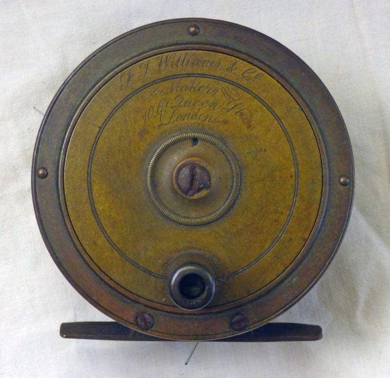 F J WILLIAMS & CO MAKERS LONDON 3 1/2" BRASS REEL