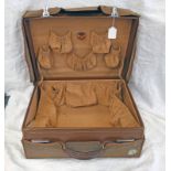 LEATHER TRAVEL CASE WITH FABRIC INTERIOR, EXTERIOR INITIALED H.H.L.