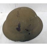 WW2 ERA BRITISH BRODIE HELMET WITH LINER AND CHIN STRAP