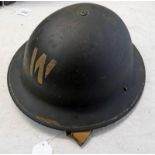 BRITISH WW2 WARDEN BRODIE HELMET WITH INNER LINER,