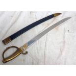 COPY OF 1840 MODEL SPANISH INFANTRY BRIQUET SWORD WITH A BRASS MOUNTED LEATHER SCABBARD
