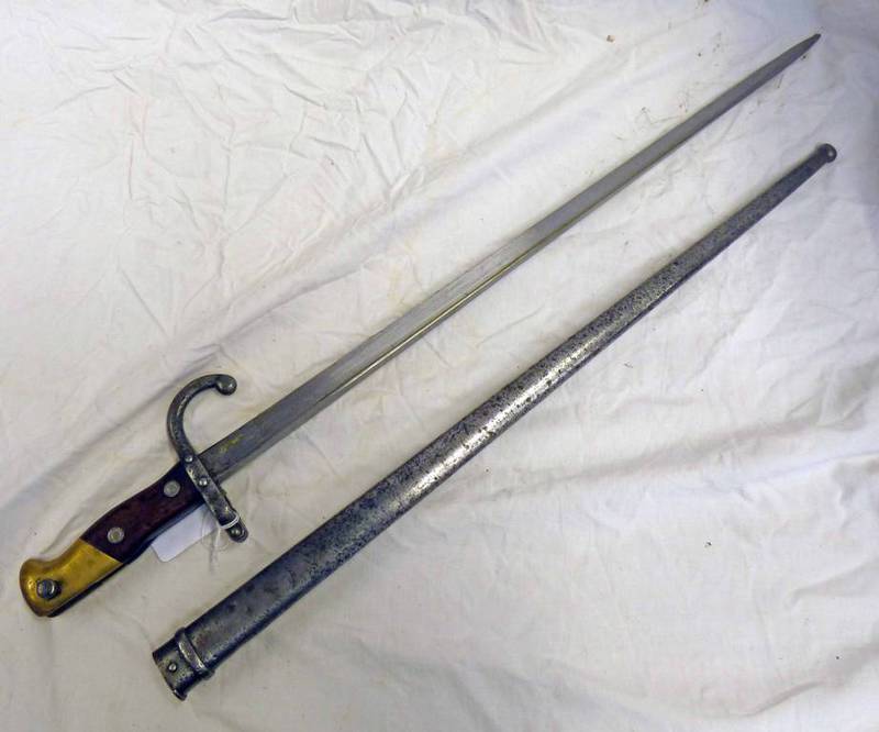 FRENCH GRAS BAYONET WITH 52CM LONG BLADE, SPINE MARKED ST.