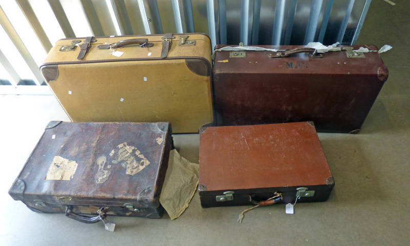 4 SUITCASES WITH CONTENTS OF CLOTHING TO INCLUDE PAISLEY TIES, PURSES,