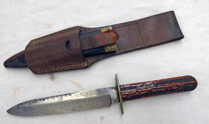 GEORGE BUTLER & CO. BOWIE KNIFE WITH 14.