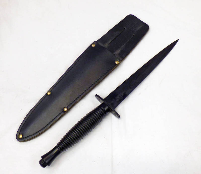 THIRD PATTERN FS FIGHTING KNIFE BY J NOWILL & SONS SHEFFIELD WITH VARIOUS MARKINGS TO INCLUDE BROAD
