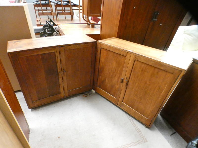 PAIR OF EARLY 20TH CENTURY OAK 2 DOOR CABINETS,