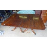 MAHOGANY TWIN PEDESTAL DINING TABLE WITH 1 EXTRA LEAF