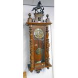 19TH CENTURY VIENNA STYLE WALNUT WALL CLOCK 138CM TALL