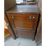 INLAID MAHOGANY SIDE CABINET WITH DRAWER OVER 2 PANEL DOORS 98CM TALL