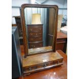 19TH CENTURY MAHOGANY DRESSING TABLE MIRROR WITH 3 DRAWERS 63CM TALL