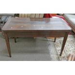 19TH CENTURY OAK TURNOVER KITCHEN TABLE ON SQUARE SUPPORTS,