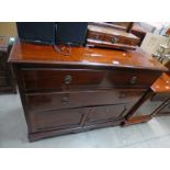 MAHOGANY TALLBOY WITH 2 DRAWERS OVER 2 PANEL DOORS 90CM TALL X 107CM WIDE