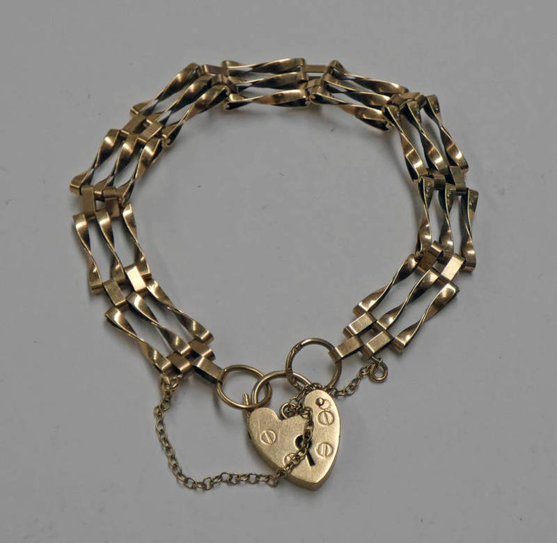 9CT GOLD GATE BRACELET - 8G