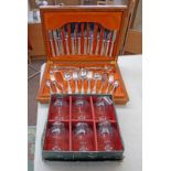 CASED SET OF 6 LAVORATO A MANO ENGRAVED GLASSES CASED,