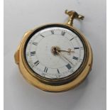 GILT PAIR CASED VERGE POCKET WATCH, THE MOVEMENT SIGNED J.