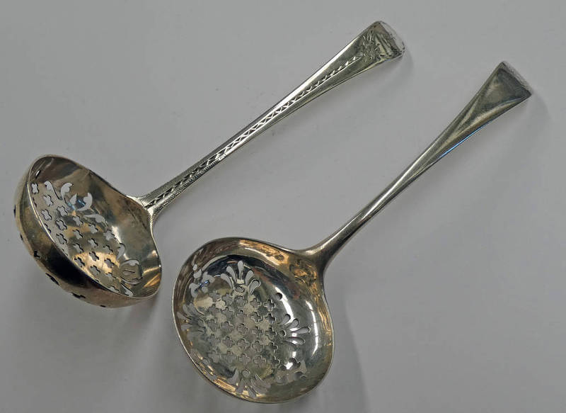 2 GEORGIAN SILVER SIFTER LADLES,