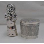 GERMAN SILVER NOVELTY PEPPER IN THE FORM OF A YOUNG BOY & A DUTCH SILVER TRINKET BOX - 58G