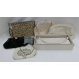 LATE 19TH CENTURY OR EARLY 20TH CENTURY MESH LADIES PURSE & VARIOUS OTHER BAGS WITH BEADED