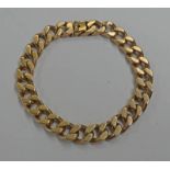 9CT GOLD FLAT LINK BRACELET - 42.1G Condition Report: Length: 20cm.