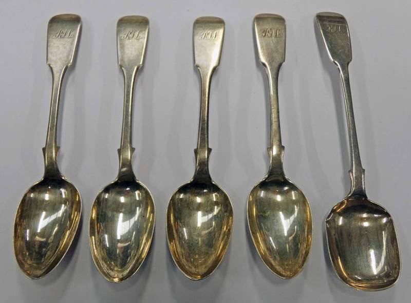 SET OF 4 SCOTTISH PROVINCIAL SILVER TEASPOON & SUGAR SHOVEL BY GEORGE SANGSTER,