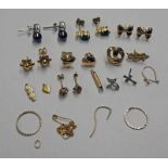 VARIOUS 9CT GOLD EARSTUDS, PEARL SET EARSTUDS, DIAMOND SET EARSTUD,