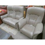 FAWN 2 SEATER LEATHER SETTEE AND CHAIR