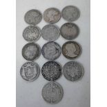 13 HALF CROWNS TO INCLUDE 1816 & 1819 GEORGE III, 1836 WILLIAM IV,