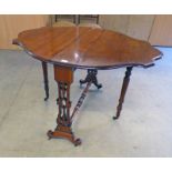 MAHOGANY GATE-LEG TABLE WITH SHAPED TOP ON TURNED SUPPORTS,