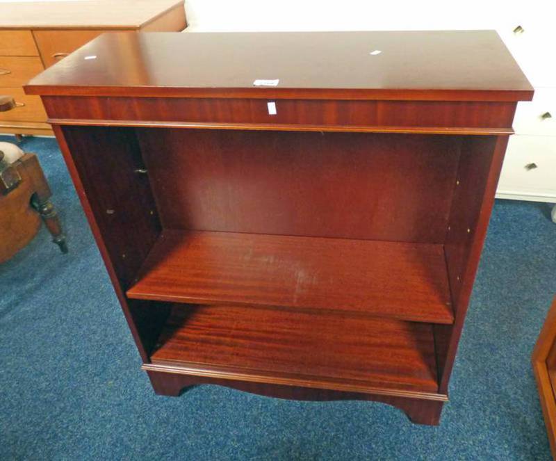 MAHOGANY OPEN BOOKCASE WITH ADJUSTABLE SHELVES,