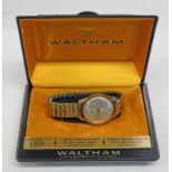 WALTHAM INCABLOC 17 JEWEL WRIST WATCH IN WALTHAM CASE Condition Report: Box is a bit