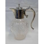 SILVER MOUNTED CUT GLASS CLARET JUG BY BARKER BROS.