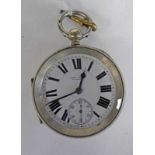 LARGE SILVER PLATED POCKETWATCH BY JOHN BOYD GLASGOW - 6CM DIAMETER