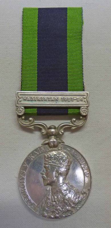 INDIA GENERAL SERVICE MEDAL 1908-35 WITH WAZIRISTAN 1921-24 CLASP TO 12508 SPR.T.CLK.RAM.