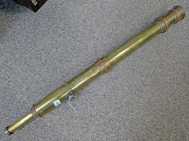 BRASS MILITARY SINGLE DRAW TELESCOPE WITH 2" OBJECTIVE LENS, 72 CM LONG BODY, UNUSUAL MOUNTS,