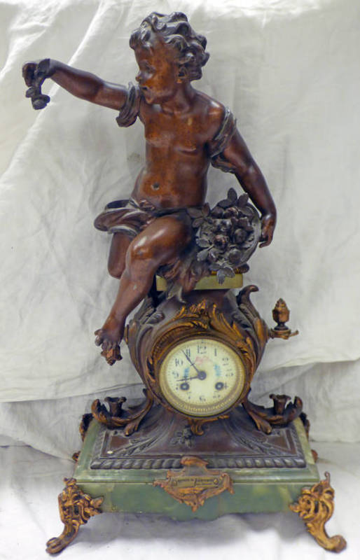 FRENCH MANTLE CLOCK WITH ONYX BASE,