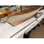 EARLY 20TH CENTURY POND YACHT, GREY HOUND, WITH SAILS AND MASTS ALONG WITH ITS WOODEN TRAVEL CASE,