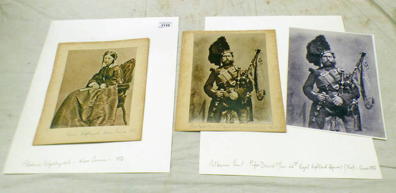 ALBUMEN PRINT OF PIPER DAVID MUIR 42ND ROYAL HIGHLAND REGIMENT FOOT 1856 CRIMEA AND ONE OTHER OF A
