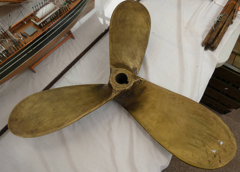 LARGE SOLID BRASS PROPELLOR MARKED BSC 2143