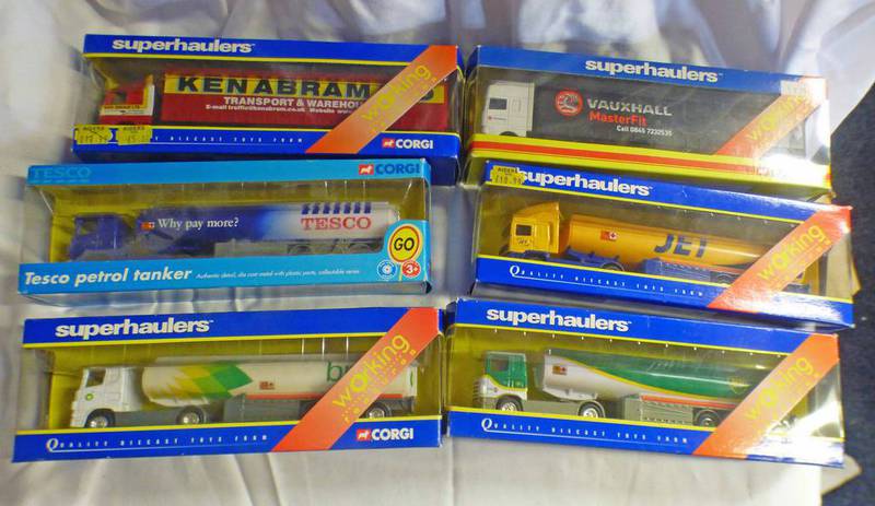 SELECTION OF CORGI SUPERHAULER MODEL VEHICLES INCLUDING DAF 95CURTAINSIDE, VAUXHALL MASTERFIT,