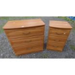 WOOD EFFECT CHEST OF 3 DRAWERS & 1 OTHER