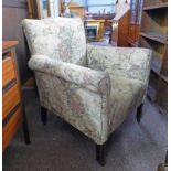 19TH CENTURY OVERSTUFFED ARMCHAIR ON SQUARE SUPPORTS 86 CM TALL